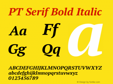 PT Serif Bold Italic Version 1.000 Font Sample