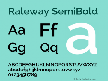 Raleway SemiBold Version 2.001图片样张