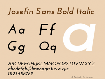 Josefin Sans Bold Italic Version 1.0 Font Sample