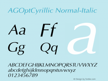 AGOptCyrillic Normal-Italic 001.000 Font Sample