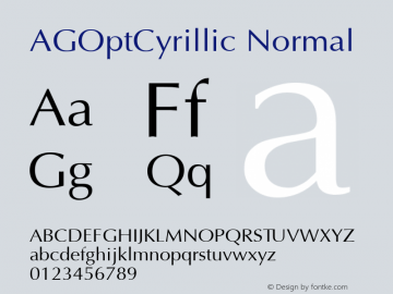 AGOptCyrillic Normal 001.000 Font Sample