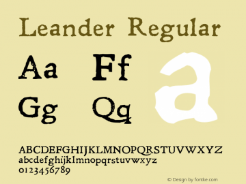 Leander Regular Version 1.0 Font Sample