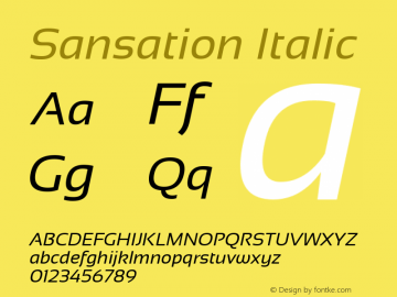 Sansation Italic Version 1.301 Font Sample