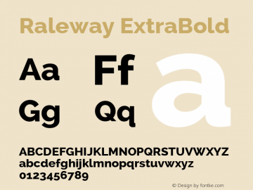 Raleway ExtraBold Version 2.001 Font Sample