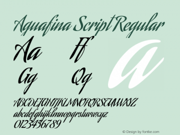 Aguafina Script Regular Version 1.000 Font Sample