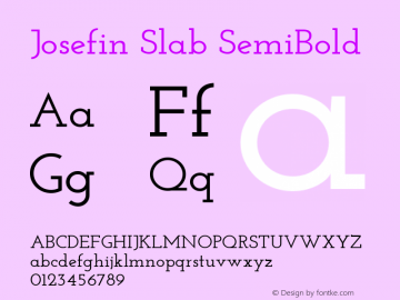 Josefin Slab SemiBold Version 1.000 Font Sample