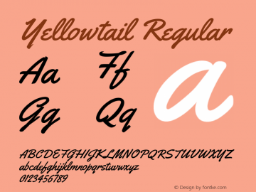 Yellowtail Regular Version 1.000 Font Sample