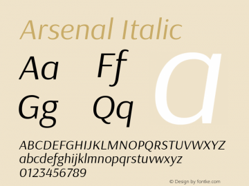 Arsenal Italic Version 1.000 Font Sample