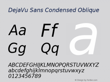 DejaVu Sans Condensed Oblique Version 2.29 Font Sample