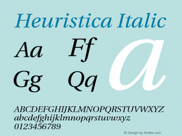 Heuristica Italic Version 1.0.1 Font Sample