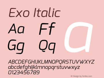 Exo Italic Version 1.00 Font Sample