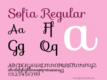 Sofia Regular Version 1.001 Font Sample