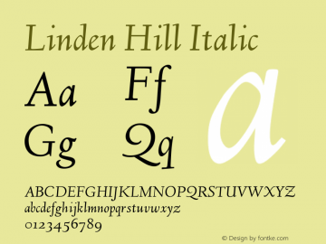 Linden Hill Italic Version 1.2 Font Sample