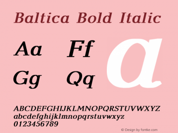 Baltica Bold Italic Converted from t:\BALTICA1.BF1 by ALLTYPE图片样张
