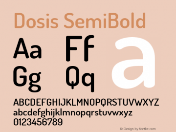 Dosis SemiBold Version 1.007 Font Sample