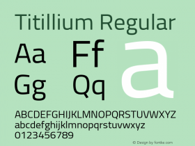 Titillium Regular Version 1.000;PS 57.000;hotconv 1.0.70;makeotf.lib2.5.55311图片样张