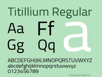Titillium Regular Version 1.000;PS 57.000;hotconv 1.0.70;makeotf.lib2.5.55311 Font Sample