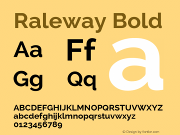Raleway Bold Version 2.001 Font Sample