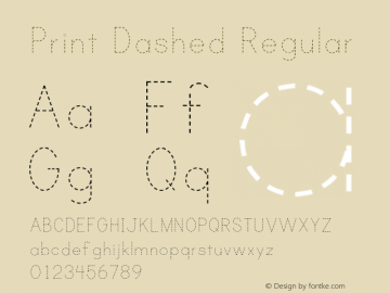 Print Dashed Regular Version 001.000 Font Sample