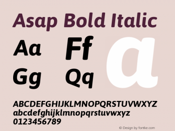 Asap Bold Italic Version 1.001图片样张