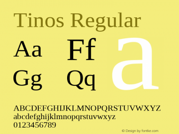 Tinos Regular Version 1.23 Font Sample