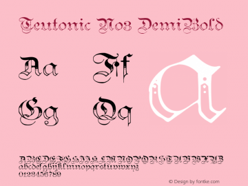 Teutonic No3 DemiBold Version 1.0; 2002; initial release图片样张