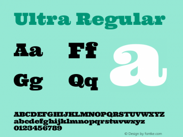 Ultra Regular Version 1.000 Font Sample