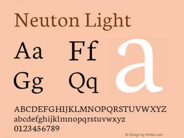 Neuton Light Version 1.42 Font Sample