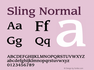 Sling Normal 2.0 Mon Aug 01 08:57:27 1994 Font Sample