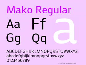 Mako Regular Version 1.000 Font Sample