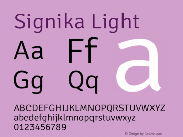 Signika Light Version 1.001 Font Sample