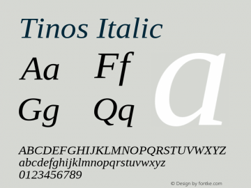 Tinos Italic Version 1.23图片样张