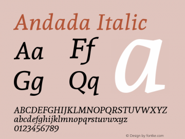 Andada Italic Version 1.003 Font Sample