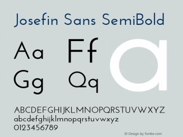 Josefin Sans SemiBold Version 1.0 Font Sample