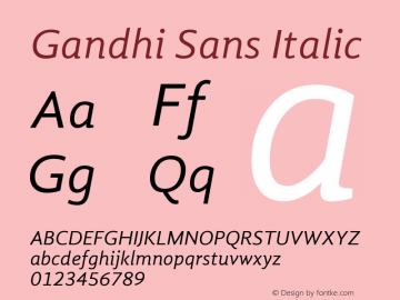 Gandhi Sans Italic Version 1.001图片样张