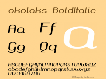 okolaks BoldItalic Version 000.6.0 Font Sample