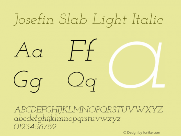 Josefin Slab Light Italic Version 1.000 Font Sample