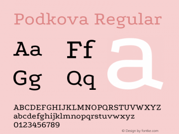 Podkova Regular Version 1.000 Font Sample