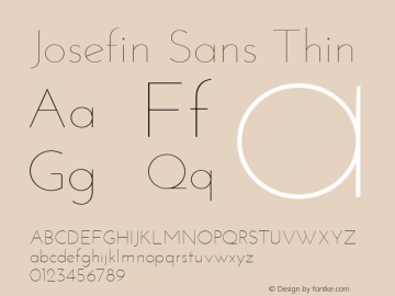 Josefin Sans Thin Version 1.0 Font Sample