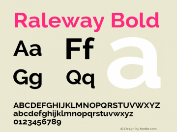 Raleway Bold Version 2.001 Font Sample