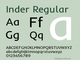 Inder Regular Version 1.001 Font Sample