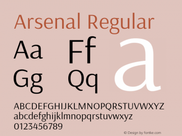 Arsenal Regular Version 1.000 Font Sample