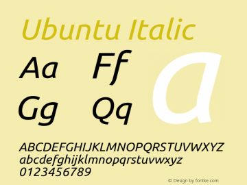 Ubuntu Italic Version 0.80 Font Sample