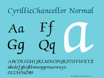 CyrillicChancellor Normal 1.0 Mon Nov 23 18:24:43 1992 Font Sample