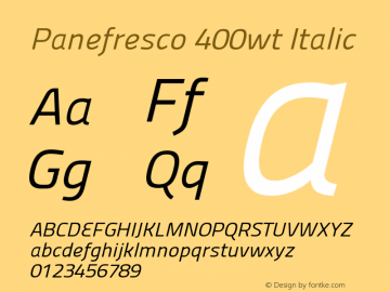 Panefresco 400wt Italic Version 1.001图片样张