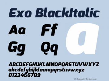 Exo BlackItalic Version 1.00图片样张