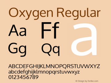 Oxygen Regular Version 1.000 Font Sample