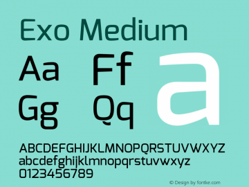 Exo Medium Version 1.00 Font Sample
