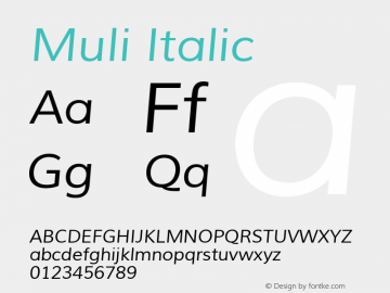 Muli Italic Version 1.000 Font Sample
