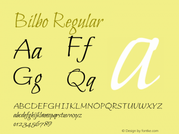 Bilbo Regular Version 1.002 Font Sample
